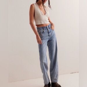 Free People We The Free Aster High Rise Straight Leg Jeans In Opal 29
